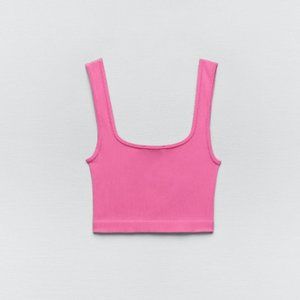 Zara Squared neck top with wide strap (XS - Bubble Gum Pink)